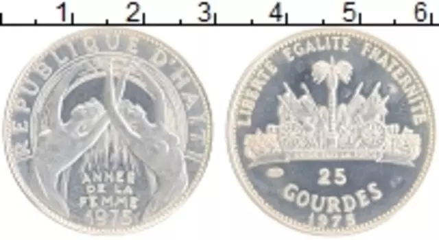 Монета 25 гурдес Гаити 1975 года Серебро Международный год женщин