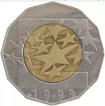 Монета 25 кун Хорватии 1999 года Биметалл Европейская валюта-евро