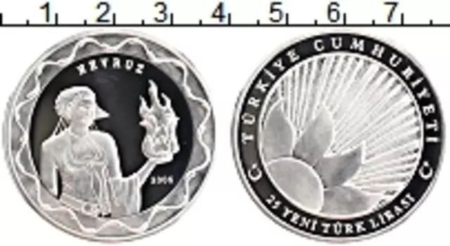 Монета 25 лир Турции 2006 года Серебро Международный день Навруз