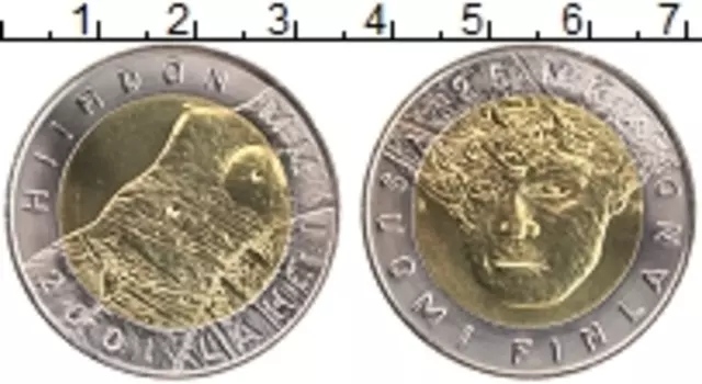 Монета 25 марок Финляндии 2001 года Биметалл Памятная монета посвящена 43-му чемпионату мира по лыжным видам спорта 2001, который состоялся в г