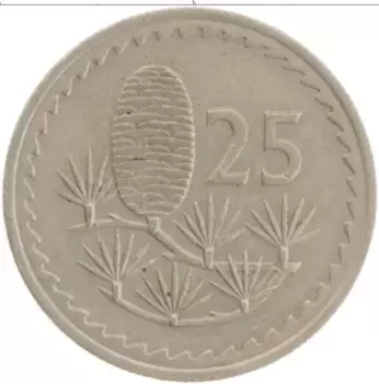 Монета 25 милс Кипра 1972 года Медно-никель