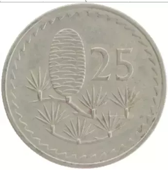Монета 25 милс Кипра 1980 года Медно-никель