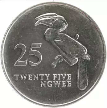 Монета 25 нгвей Замбии 1992 года Медно-никель