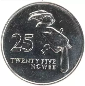 Монета 25 нгвей Замбии 1992 года Медно-никель