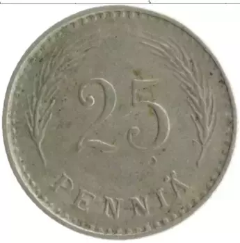 Монета 25 пенни Финляндии 1921 года Медно-никель