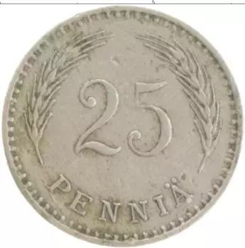 Монета 25 пенни Финляндии 1926 года Медно-никель