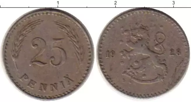 Монета 25 пенни Финляндии 1928 года Медно-никель