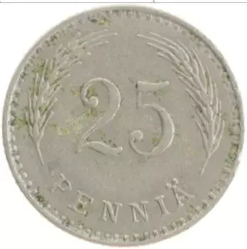 Монета 25 пенни Финляндии 1928 года Медно-никель Герб