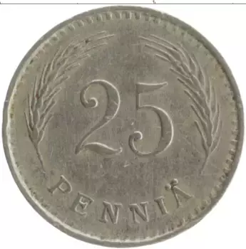 Монета 25 пенни Финляндии 1930 года Медно-никель