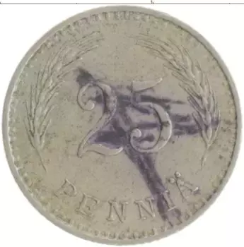 Монета 25 пенни Финляндии 1934 года Медно-никель