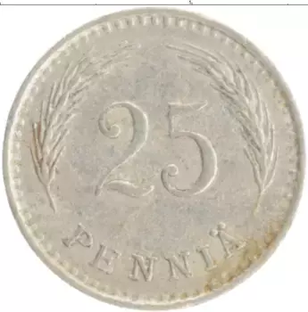 Монета 25 пенни Финляндии 1934 года Медно-никель