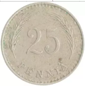 Монета 25 пенни Финляндии 1934 года Медно-никель