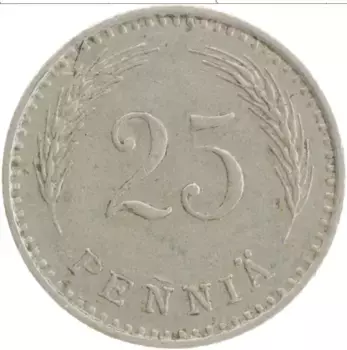 Монета 25 пенни Финляндии 1935 года Медно-никель Герб