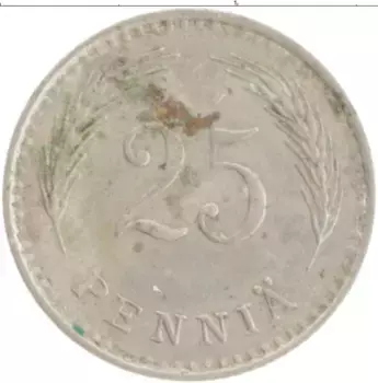 Монета 25 пенни Финляндии 1935 года Медно-никель
