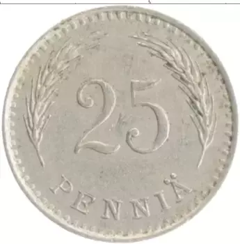 Монета 25 пенни Финляндии 1935 года Медно-никель