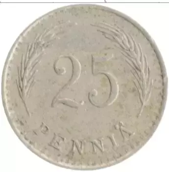 Монета 25 пенни Финляндии 1936 года Медно-никель