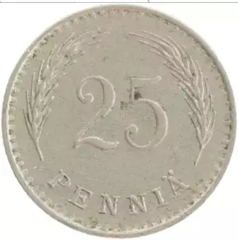 Монета 25 пенни Финляндии 1938 года Медно-никель Герб
