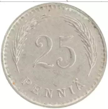 Монета 25 пенни Финляндии 1938 года Медно-никель