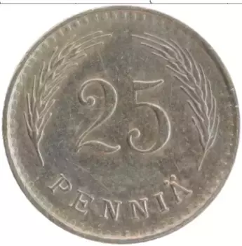 Монета 25 пенни Финляндии 1938 года Медно-никель
