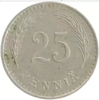 Монета 25 пенни Финляндии 1939 года Медно-никель Герб