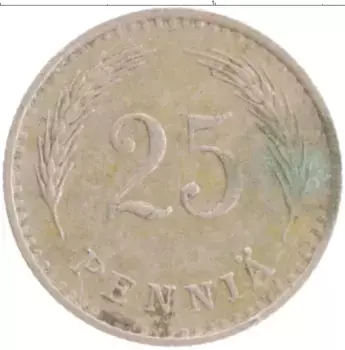 Монета 25 пенни Финляндии 1939 года Медно-никель