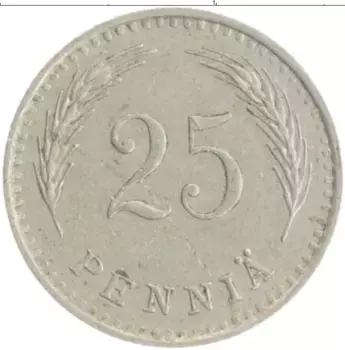 Монета 25 пенни Финляндии 1940 года Медно-никель