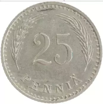 Монета 25 пенни Финляндии 1940 года Медно-никель Герб