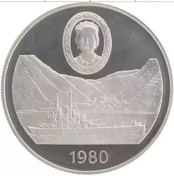 Монета 25 пенсов Острова Святой Елены 1980 года Серебро 80 лет со дня рождения Королевы Матери