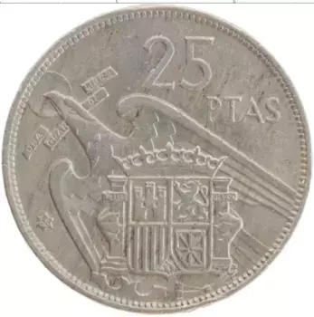 Монета 25 песет Испании 1957 года Медно-никель Франсиско Франко