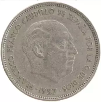 Монета 25 песет Испании 1957 года Медно-никель Франциско Франко