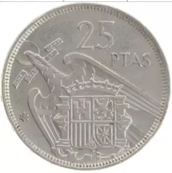 Монета 25 песет Испании 1957 года Медно-никель Франсиско Франко