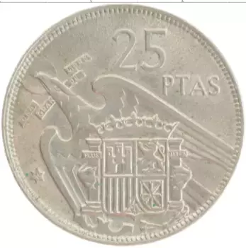 Монета 25 песет Испании 1957 года Медно-никель Франциско Франко