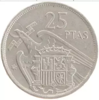 Монета 25 песет Испании 1957 года Медно-никель Франсиско Франко