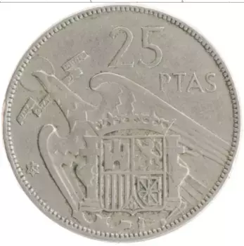 Монета 25 песет Испании 1957 года Медно-никель Франциско Франко