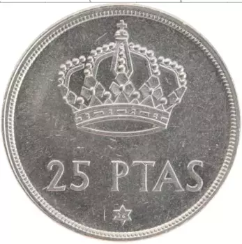 Монета 25 песет Испании 1975 года Медно-никель Хуан Карлос I