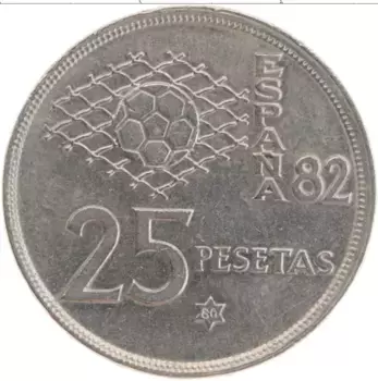 Монета 25 песет Испании 1980 года Медно-никель Хуан Карлос I