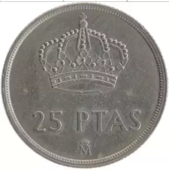 Монета 25 песет Испании 1982 года Медно-никель Хуан Карлос I