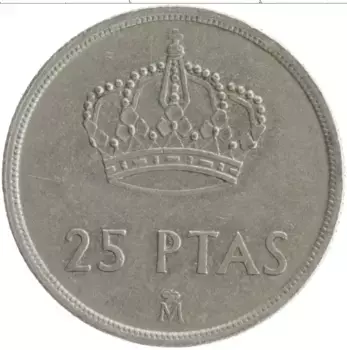 Монета 25 песет Испании 1982 года Медно-никель Хуан Карлос I