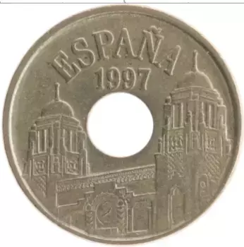 Монета 25 песет Испании 1997 года Бронза Мелилья