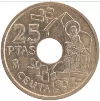 Монета 25 песет Испании 1998 года Бронза Сеута