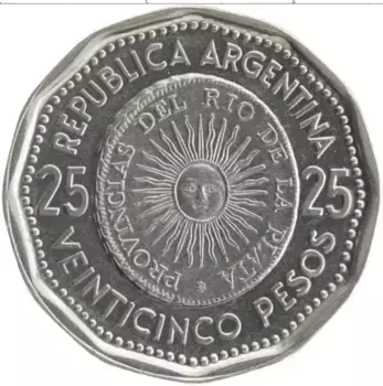 Монета 25 песо Аргентины 1964 года Медно-никель