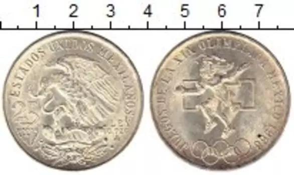 Монета 25 песо Мексики 1968 года Серебро Олимпийские игры