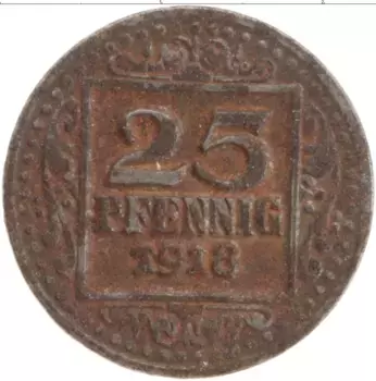 Монета 25 пфеннигов Германия : Нотгельды 1918 года Железо Мюнстер