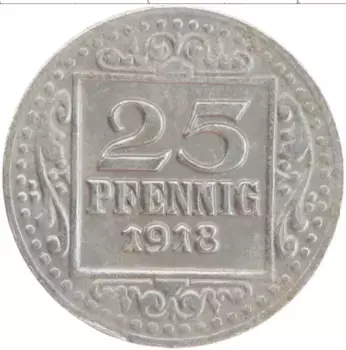 Монета 25 пфеннигов Германия : Нотгельды 1918 года Железо Мюнстер