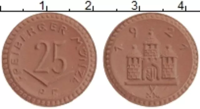 Монета 25 пфеннигов Германия : Нотгельды 1921 года Фарфор Фрейберг