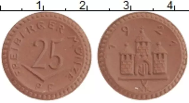 Монета 25 пфеннигов Германия : Нотгельды 1921 года Фарфор Фрейберг