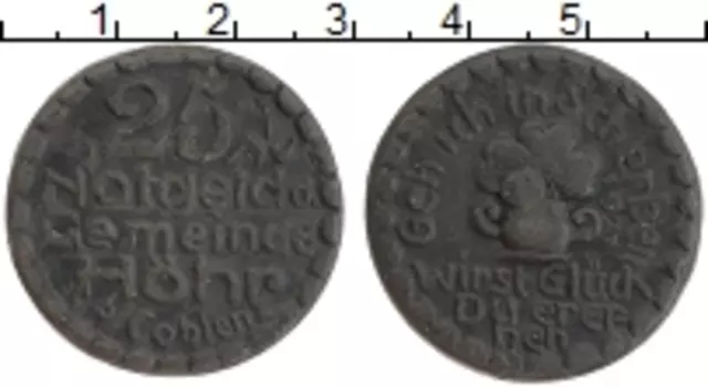 Монета 25 пфеннигов Германия : Нотгельды 1921 года Керамика Hohr Кобленц
