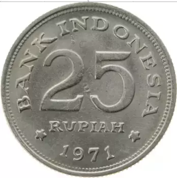 Монета 25 рупий Индонезии 1971 года Медно-никель Веероносный голубь Виктории