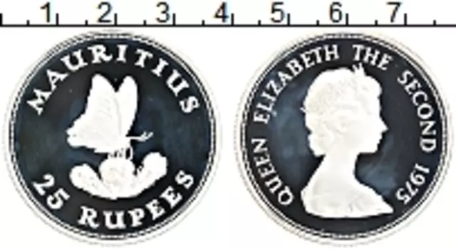 Монета 25 рупий Маврикия 1975 года Серебро Елизавета II