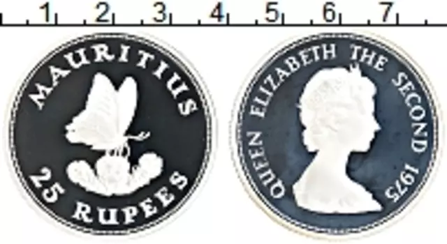 Монета 25 рупий Маврикия 1975 года Серебро Елизавета II